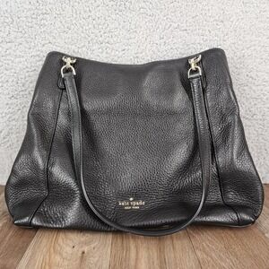 Kate‎ Spade Black Pebbled Leather Shoulder Bag Handbag Purse Designer